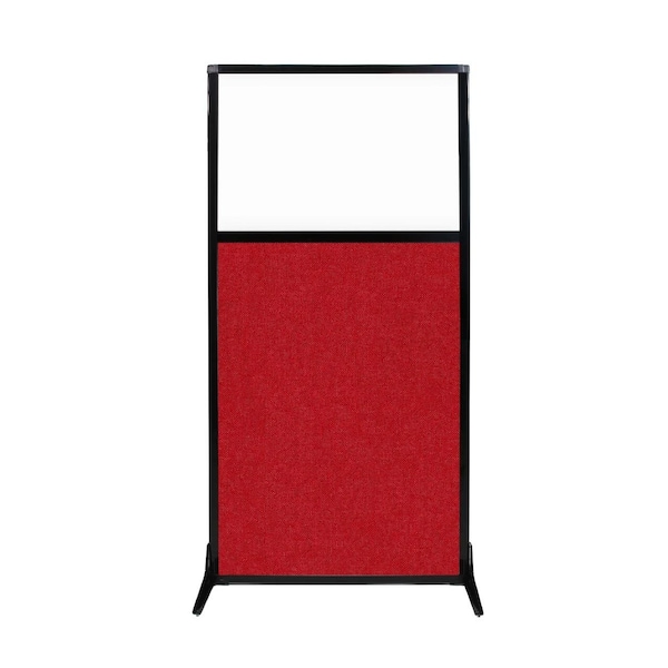 Versare Work Station Screen 33" x 70" Red Fabric With Clear Window 1840127 - main